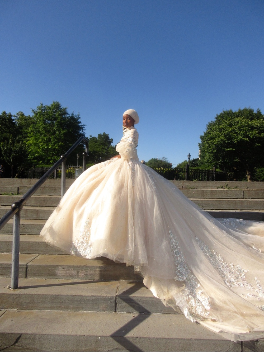 Girls' Ivory Ball Gown Dress with Lace Detail
